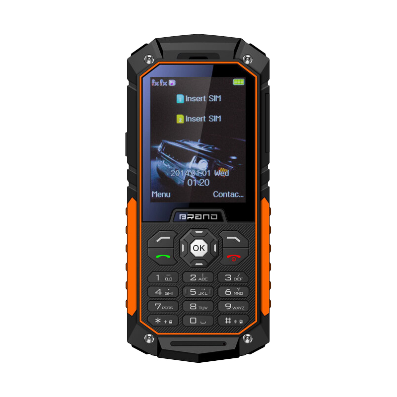 T&eacute;l&eacute;phone Incassable Dual SIM T&eacute;l&eacute;phone Mobile &Eacute;tanche IP68 Bluetooth Orange